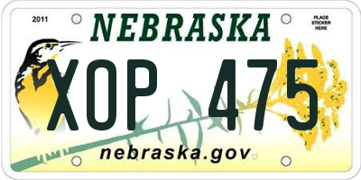 NE license plate XOP475