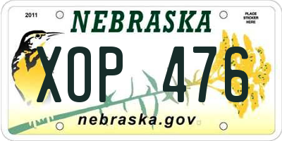 NE license plate XOP476