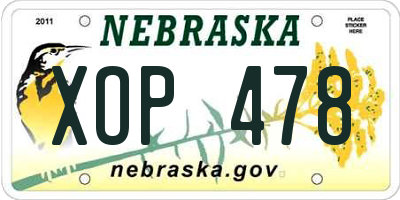 NE license plate XOP478