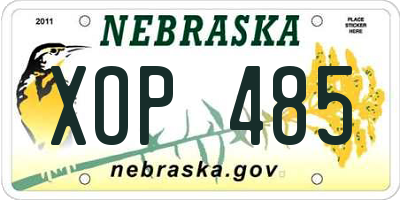 NE license plate XOP485