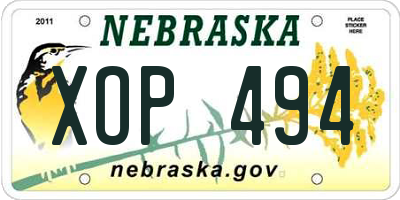 NE license plate XOP494