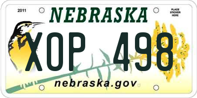 NE license plate XOP498