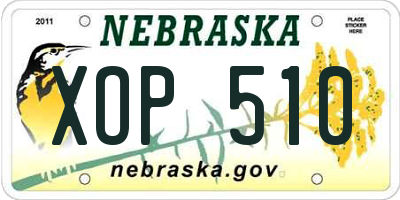 NE license plate XOP510