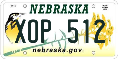NE license plate XOP512