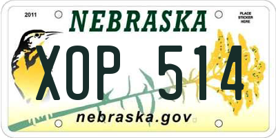 NE license plate XOP514