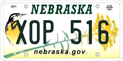 NE license plate XOP516