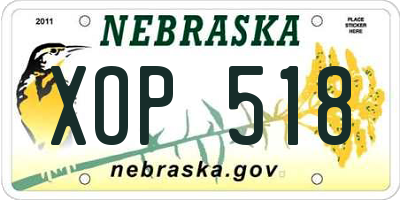 NE license plate XOP518