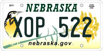 NE license plate XOP522