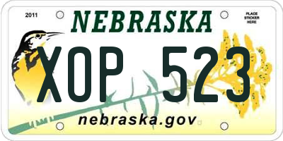 NE license plate XOP523