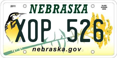 NE license plate XOP526