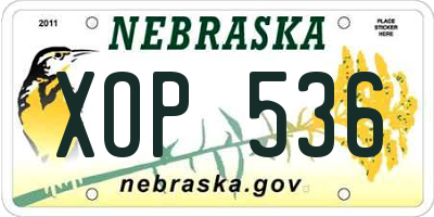 NE license plate XOP536