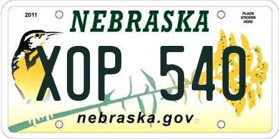 NE license plate XOP540