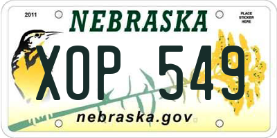 NE license plate XOP549