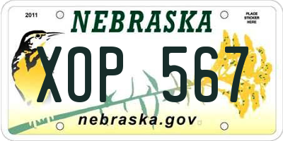 NE license plate XOP567