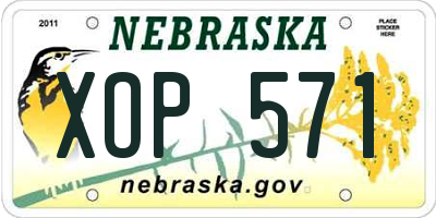 NE license plate XOP571