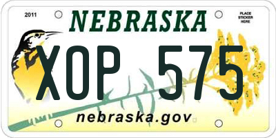 NE license plate XOP575
