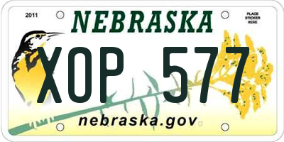 NE license plate XOP577