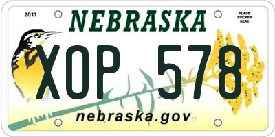 NE license plate XOP578