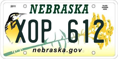 NE license plate XOP612