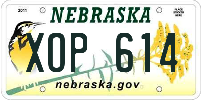 NE license plate XOP614