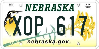 NE license plate XOP617
