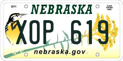NE license plate XOP619
