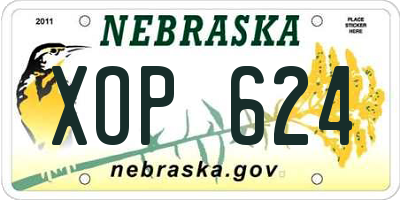 NE license plate XOP624