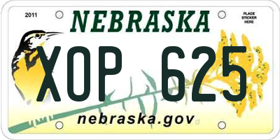 NE license plate XOP625