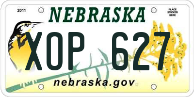 NE license plate XOP627