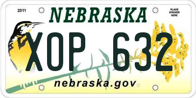 NE license plate XOP632