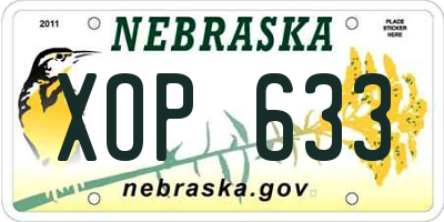 NE license plate XOP633