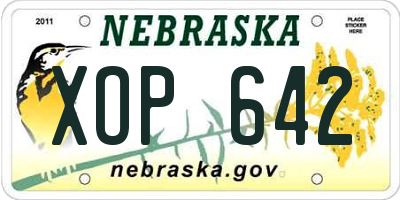 NE license plate XOP642