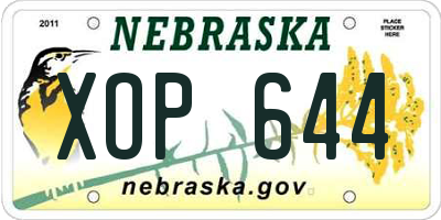 NE license plate XOP644
