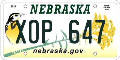 NE license plate XOP647