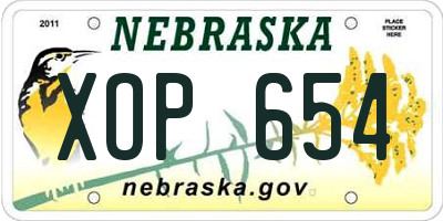 NE license plate XOP654