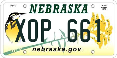 NE license plate XOP661