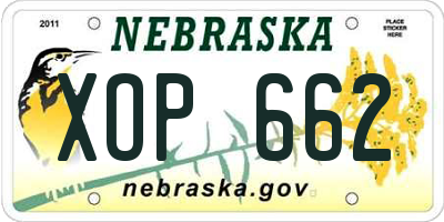 NE license plate XOP662