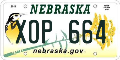 NE license plate XOP664