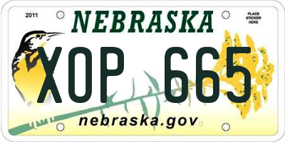 NE license plate XOP665