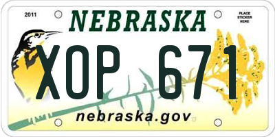 NE license plate XOP671