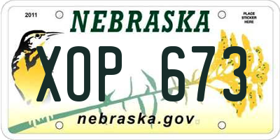 NE license plate XOP673