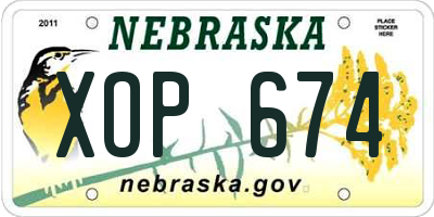 NE license plate XOP674
