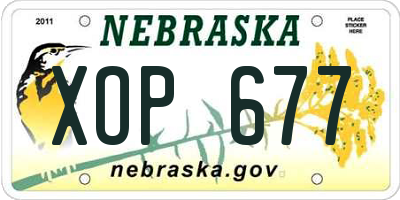 NE license plate XOP677