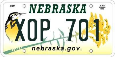 NE license plate XOP701