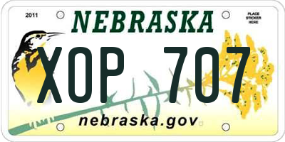 NE license plate XOP707