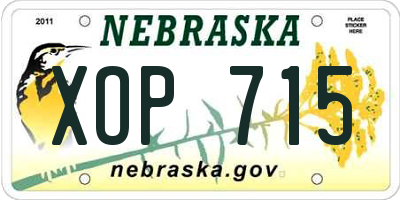 NE license plate XOP715