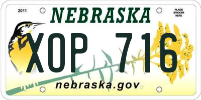 NE license plate XOP716