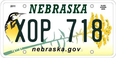 NE license plate XOP718