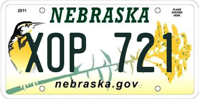NE license plate XOP721