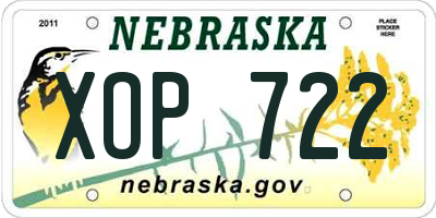 NE license plate XOP722